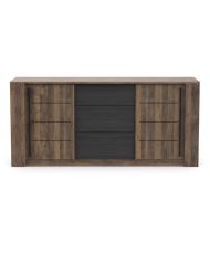 Enfilade MONACO - chêne et noir - 2 Portes + 3 Tiroirs - 206 x 44,9 x 94 cm