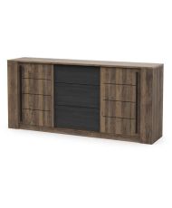 Enfilade MONACO - chêne et noir - 2 Portes + 3 Tiroirs - 206 x 44,9 x 94 cm
