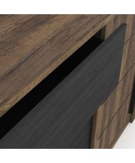 Enfilade MONACO - chêne et noir - 2 Portes + 3 Tiroirs - 206 x 44,9 x 94 cm
