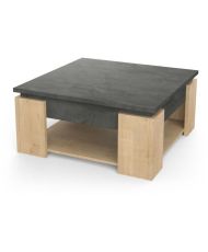Table basse carrée AUSTIN - chêne Hamilton et Sidewalk - 80 x 80 x 37,2 cm 