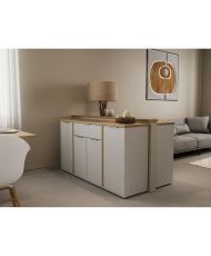  ACCESS Sideboard – 4 Türen + 1 Schublade – Hamilton-Eiche und Weiß – 160,7 x 39,6 x 85,6 cm