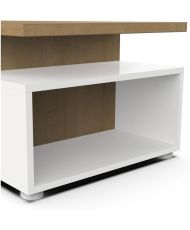  Mesa de centro rectangular ACCESS - 3 Nichos - Roble Hamilton y blanco - 91,8 x 50 x 36 cm