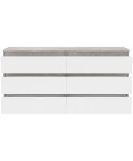 Commode CHELSEA 6 Tiroirs - Couleur blanc/béton clair - 154 x 42,2 x 79,9 cm