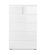 Commode CAPETOWN - blanc brillant - 6 Tiroirs - 80 x 131,5 x 40 cm