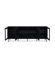 Meuble TV - CARACAS - 180 x 68 x 40 cm -2 portes vitrées + 2 portes - Bleu navy