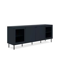 Meuble TV - CARACAS - 180 x 68 x 40 cm -2 portes vitrées + 2 portes - Bleu navy