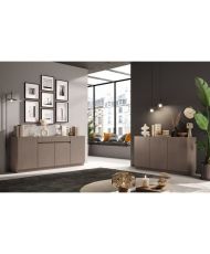 Hohes Sideboard FIRENZE – Bronze und Mercury-Eiche – 4 Türen + 1 Schublade/Design