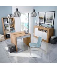 Libreria scaffale NOA - Bianco e rovere - 8 scomparti - 137 x 71,5 x 33 cm