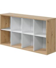 Estantería NOA - Blanco y roble - 8 compartimentos - 137 x 71,5 x 33 cm