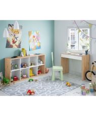 Bibliotheque étagere NOA - Blanc et chêne - 8 cases - 137 x 71,5 x 33 cm