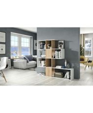 Libreria a scaffali ZIGZAG - rovere e bianco - 3 livelli - 145 x 145 x 28 cm