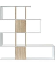 Estantería ZIGZAG - roble y blanco - 3 niveles - 145 x 145 x 28 cm