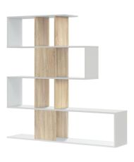 ZIGZAG shelving bookcase - oak and white - 3 levels - 145 x 145 x 28 cm