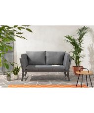 Banquette de jardin multifonction en aluminium avec coussins - Gris foncé