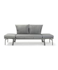 Banquette de jardin multifonction en aluminium avec coussins - Gris foncé