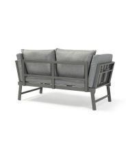 Banquette de jardin multifonction en aluminium avec coussins - Gris foncé