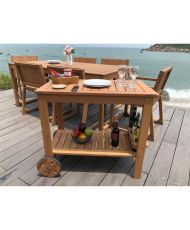 Gartenwagen auf Rädern aus Eukalyptusholz – 93 x 49 x 74 cm – mit Flaschenhalter