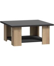 PILVI Couchtisch 2 Tabletts – Melaminpartikel – Eiche und Schwarz – 67 x 67 x 31 cm