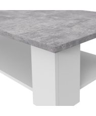 PILVI Couchtisch 2 Tabletts – Melaminpartikel – Weißer und heller Beton – 110 x 60 x 31 cm