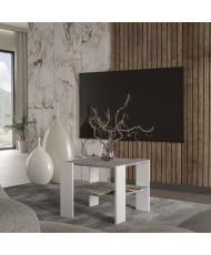 PILVI coffee table 2 trays - Melamine particles - White and light concrete - 55 x 55 x 45 cm