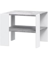 Table basse PILVI 2 Plateaux - Particules mélaminé - Blanc et béton clair - 55 x 55 x 45 cm