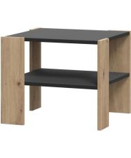 PILVI Couchtisch 2 Tabletts – Melaminpartikel – Eiche und Schwarz – 55 x 55 x 45 cm