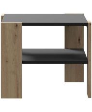 Table basse PILVI 2 Plateaux - Particules mélaminé - chêne et noir - 55 x 55 x 45 cm