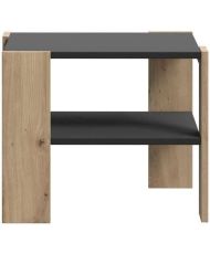 PILVI Couchtisch 2 Tabletts – Melaminpartikel – Eiche und Schwarz – 55 x 55 x 45 cm