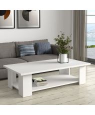 Couchtisch aus Partikelmelamin – Mattweiß – 110 x 60 x 31 cm
