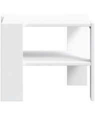 Table basse PILVI 2 Plateaux - Particules mélaminé - Blanc - 55 x 55 x 45 cm