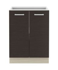 Meuble bas - 2 Portes battantes - Mélaminé - chêne foncé - 60 x 52 x 82 cm