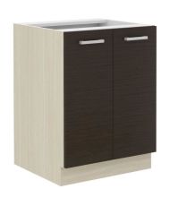Meuble bas - 2 Portes battantes - Mélaminé - chêne foncé - 60 x 52 x 82 cm