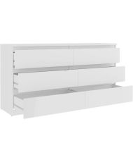Commode CHELSEA 6 Tiroirs - Couleur blanc mat - 154 x 42,2 x 79,9 cm