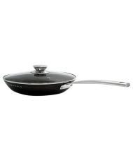 Sauteuse 24 cm + couvercle en verre noir 