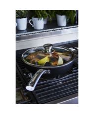  Sartén 24 cm + tapa cristal negra