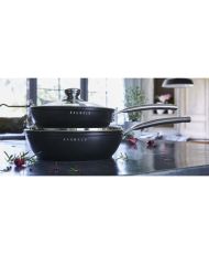  Sartén 24 cm + tapa cristal negra