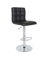 CRUNC2 Barhocker – Schwarzimitat – Struktur aus verchromtem Metall – 41,5 x 48 cm