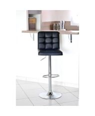 CRUNC2 Barhocker – Schwarzimitat – Struktur aus verchromtem Metall – 41,5 x 48 cm