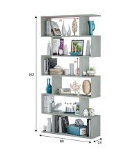Libreria scaffale ATHENA - Grigio Cemento - 6 nicchie - 192 x 80 x 24 cm