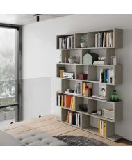 Bibliotheque étagere ATHENA - Gris Béton - 6 niches - 192 x 80 x 24 cm