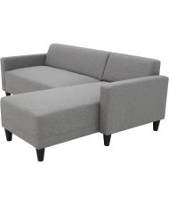 Canapé d'angle fixe 4 places BOB - Tissu souris - Réversible - 197 x 117 x 65 cm