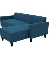 Canapé d'angle fixe 4 places BOB - Tissu marine - Réversible - 197 x 117 x 65 cm