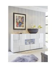 MILANO Sideboard – glänzend weiß lackiert – 2 Türen, 2 Schubladen – 181 x 43 x 84 cm