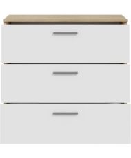 Commode BASJANA - 3 tiroirs - chêne sonoma et blanc mat - 80,2 x 41,3 x 75,8 cm