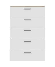 BASJANA Kommode – 5 Schubladen – Sonoma-Eiche und Mattweiß – 80,2 x 41,3 x 123,8 cm