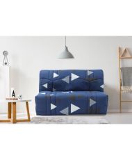 Banquette BZ - Tissu 100% Coton bikini bleu - Couchage 140 x 190 cm - 145 x 100 x 90 cm