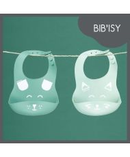 2 BIB'ISY-Lätzchen aus Silikon, mit Bauchtasche
