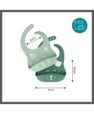 2 bavaglini BIB'ISY in silicone, con tasca ventrale