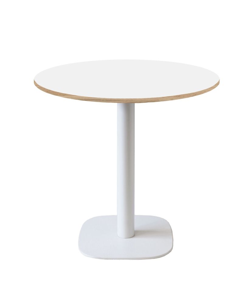 Table ronde Ø 70 cm - modèle Round pied blanc blanc chants bois Table ronde Ø 70 cm - modèle Round pied blanc blanc chants bois
