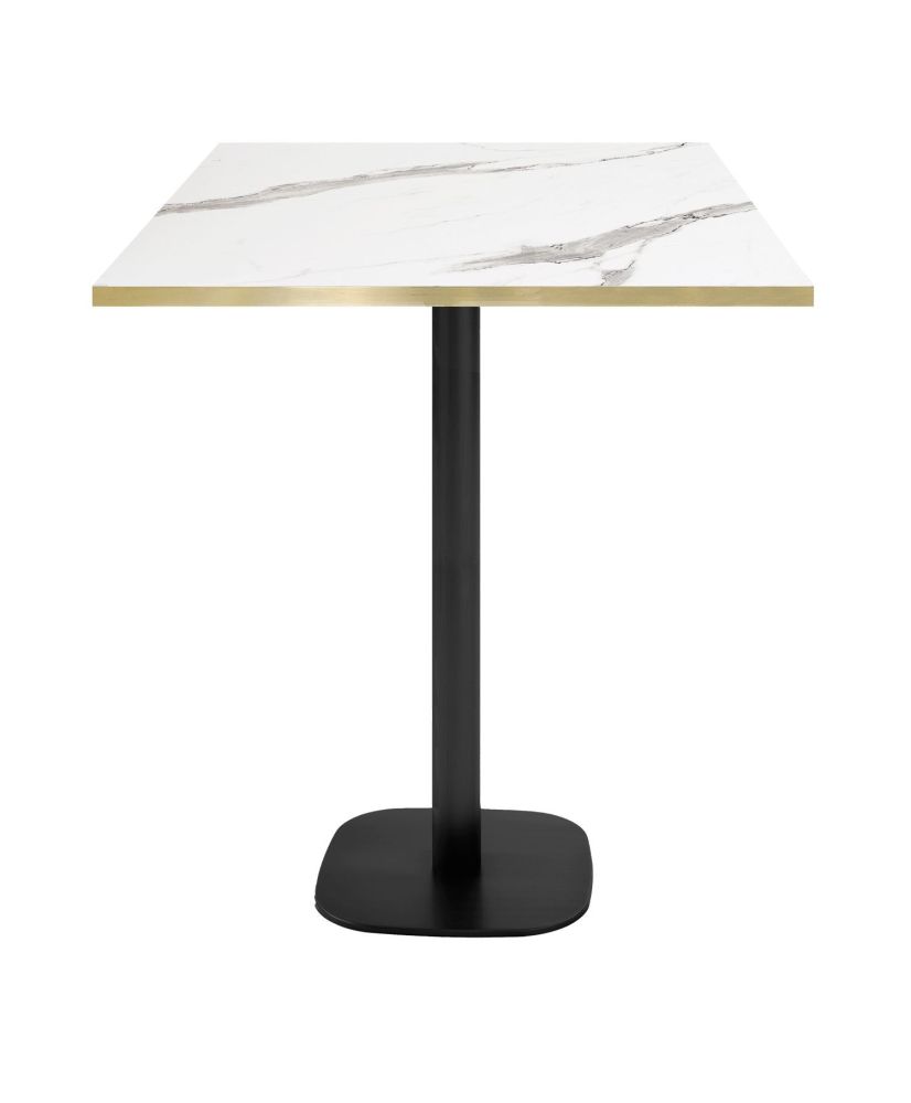 High table 70 x 70 cm - Round white marble model with brass edges High table 70 x 70 cm - Round white marble model with brass edges